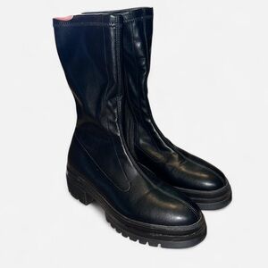 Black Women's Mid-Calf Platform Boots